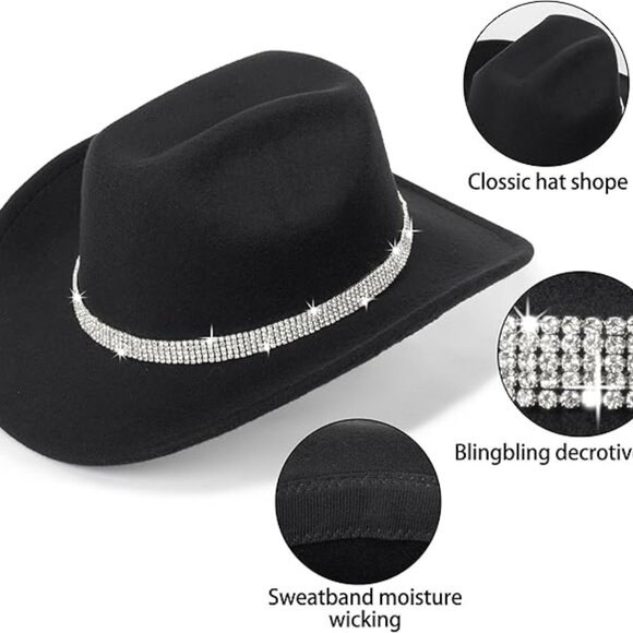 Rhinestone Women’s Cowboy Hat - Picture 2 of 4